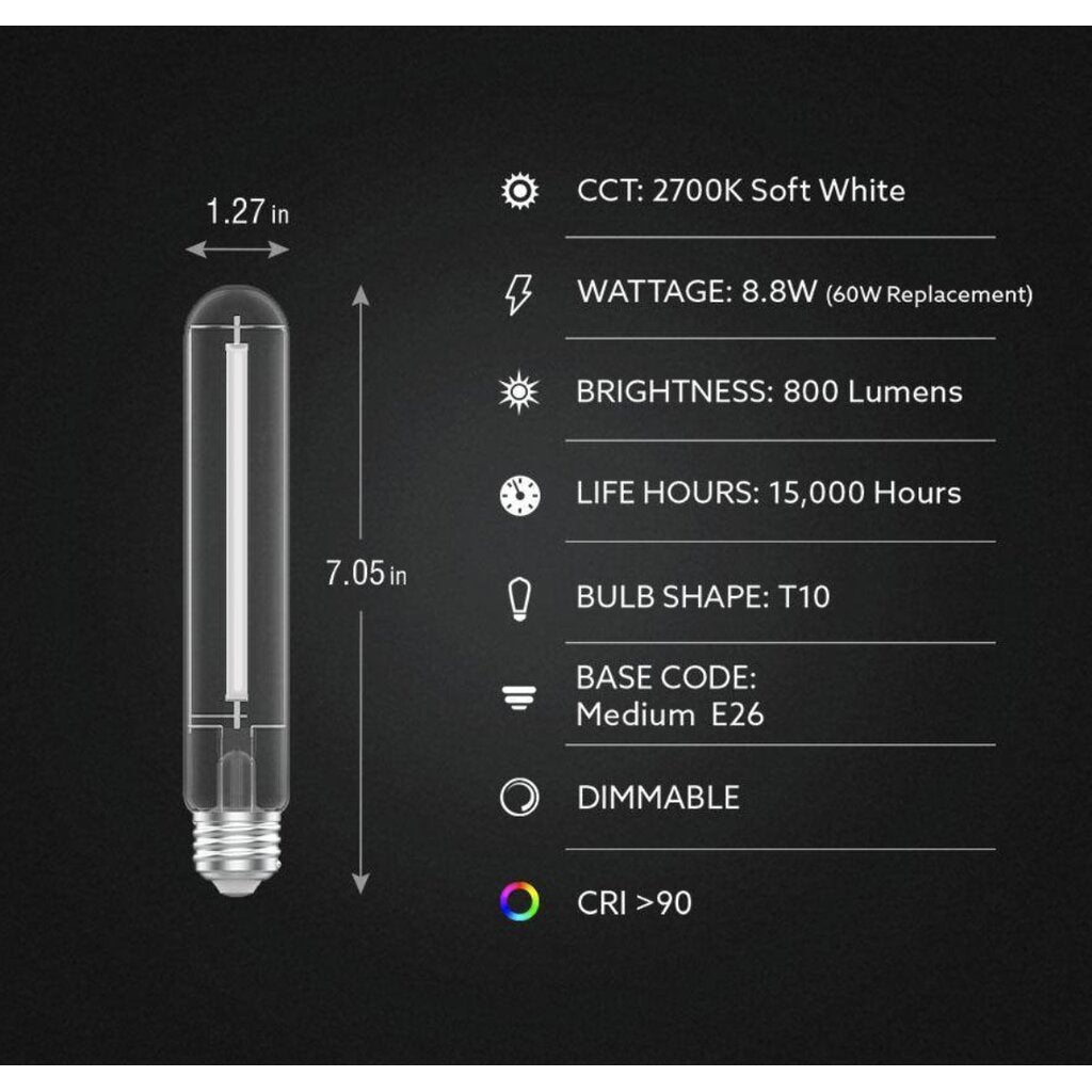 4 pack - Feit Electric T10L60CL927CAWFHDRP4 8.8W T10 Soft White LED