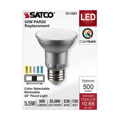 6 pack - Satco S11581 5.5W PAR20 CCR LED Light Bulb