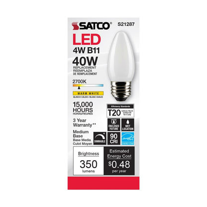 Satco S21287 4W B11 LED Light Bulb