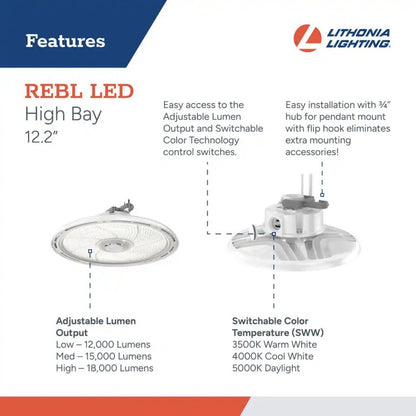 Lithonia REBL ALO13 UVOLT SWW3 80CRI DWH M2 80W/100W/120W LED High Bay