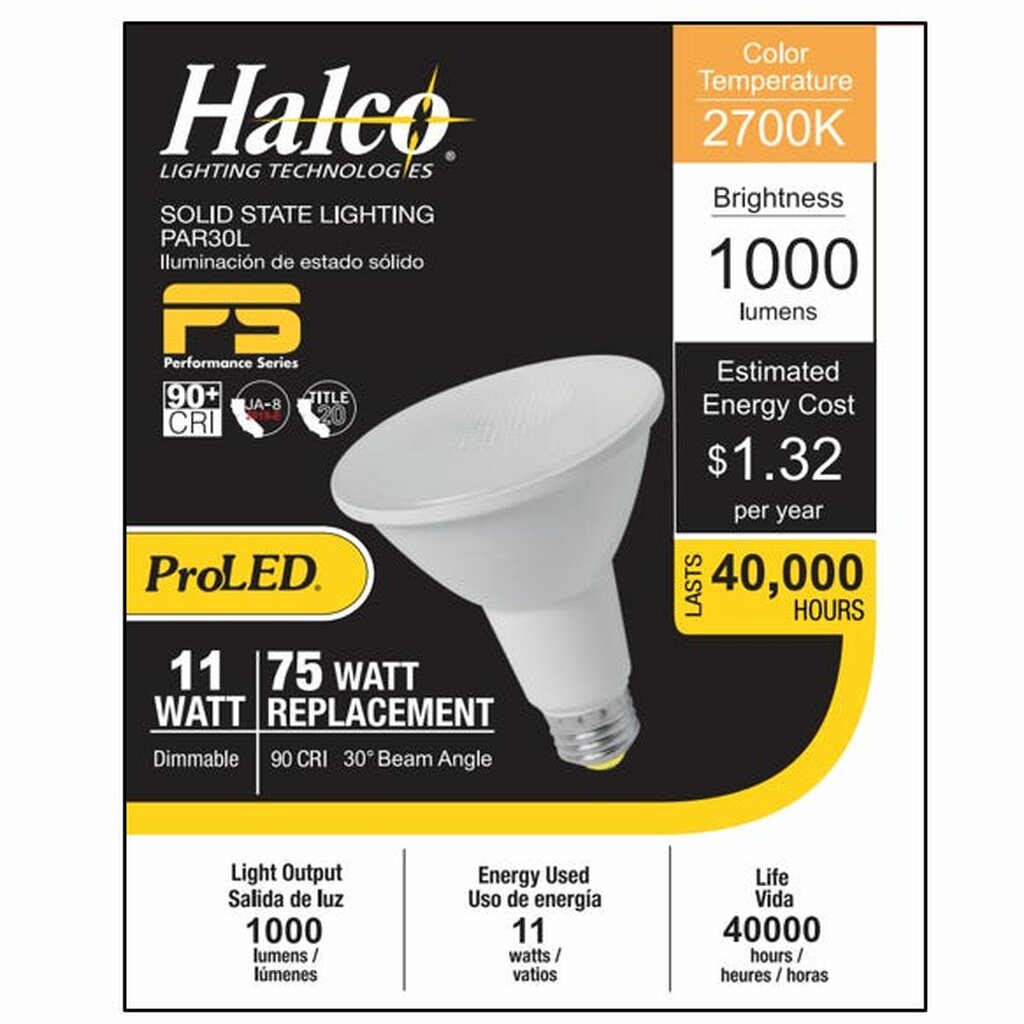 Halco 80236 11W PAR30 Long LED Light Bulb