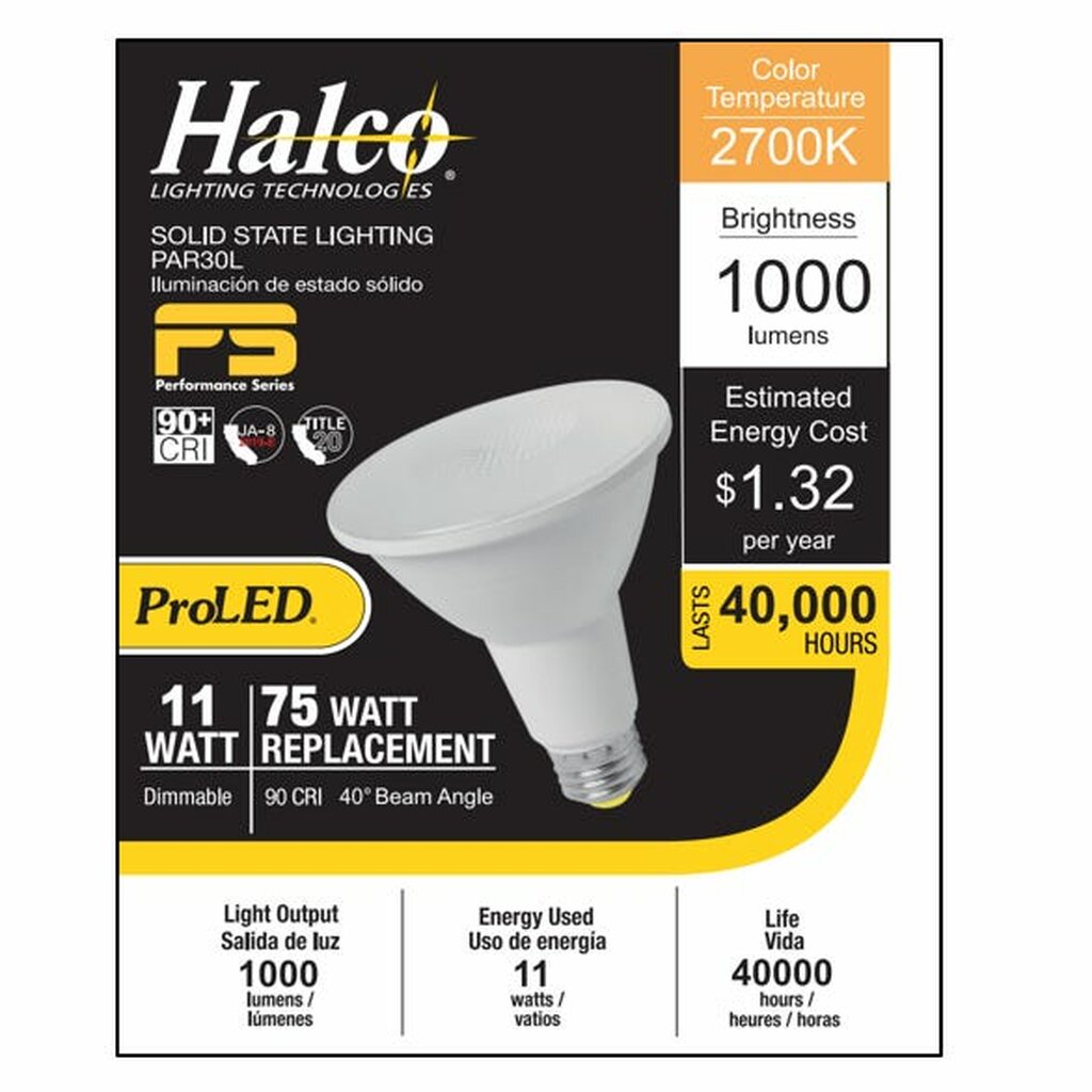 Halco 80244 11W PAR30 Long LED Light Bulb