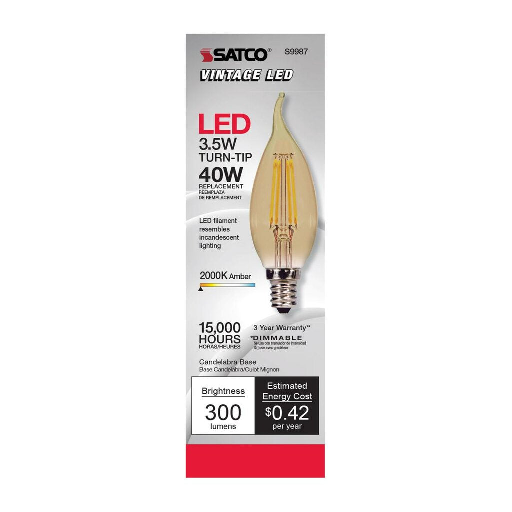 6 pack - Satco S9987 3.5W CA11 LED Light Bulb