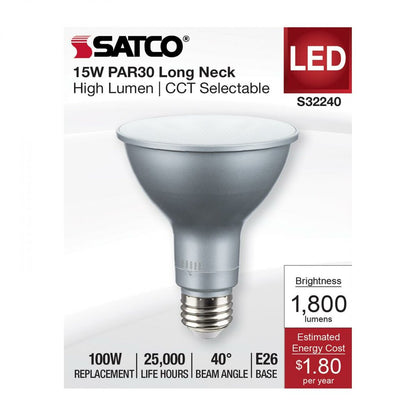 12 pack - Satco S32240 15W PAR30 Long LED Light Bulb