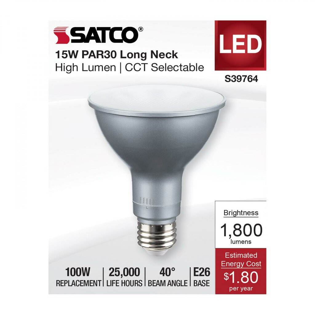 12 pack - Satco S39764 15W PAR30 Long LED Light Bulb