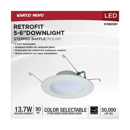 Satco S11825R1 13.7W LED Dimmable Fixture Downlight Retrofit - 5-6