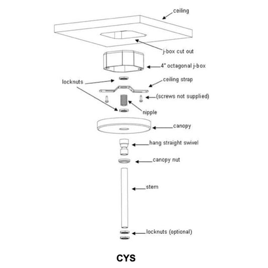 Lithonia CYS 168IN DWHG U Fixture 3/8” stem and canopy with 5°