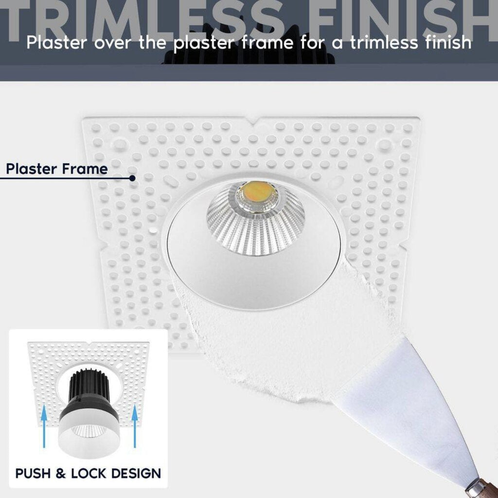 Luxrite LR25446 12W LED REGRESSED TRIMLESS Dimmable Fixture 2" PUSH N'