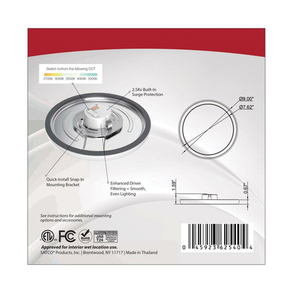 Satco 62-1720 13W 9" Round LED Downlight Fixture Blink Pro - CCT