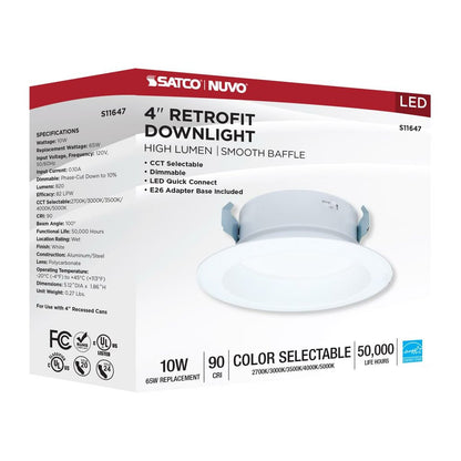 Satco S11647 10W 4" LED Downlight Dimmable Fixture