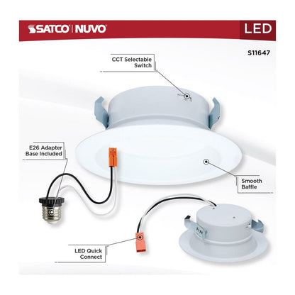 Satco S11647 10W 4" LED Downlight Dimmable Fixture