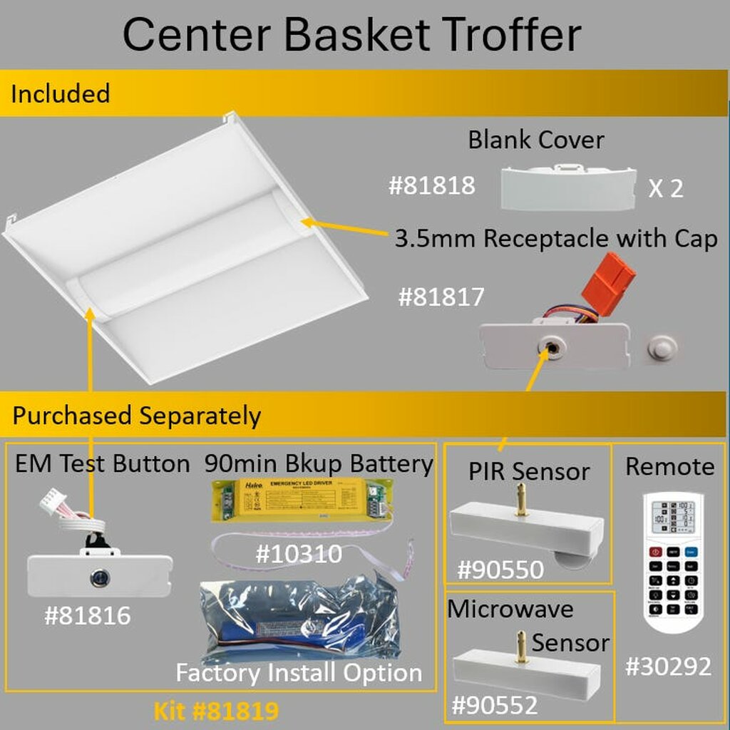 Halco 81799 20W/25W/30W LED Dimmable Fixture 2x2 Center Basket Troffer