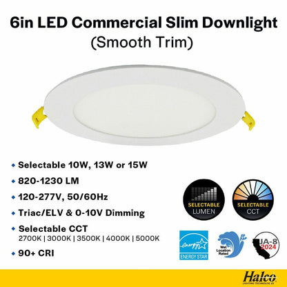 Halco 89169 10W/13W/15W LED Canless Dimmable Fixture Commercial Slim