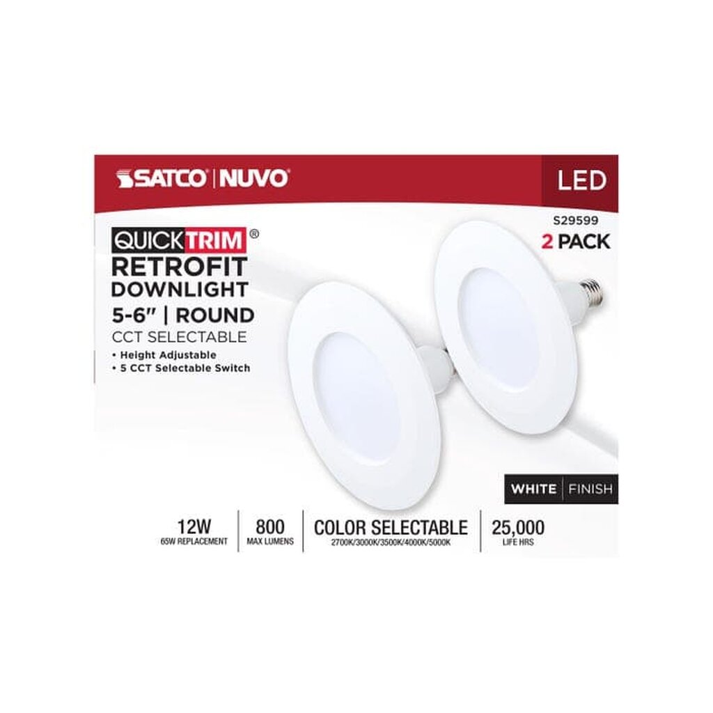 2 pack - Satco S29599 12W LED Adjustable Dimmable Fixture