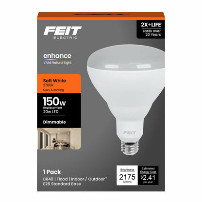 4 pack - Feit Electric BR40DM/2175/927CA/GB 20W BR40 Warm White LED