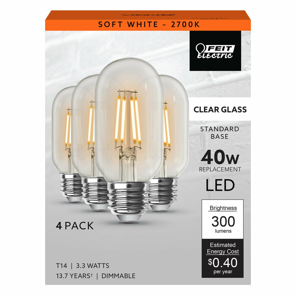 4 pack - Feit Electric T1440/927CA/HDRP/4 3.3W T14 LED Light Bulb