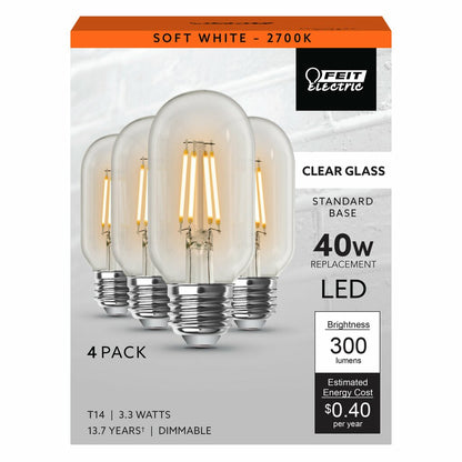 4 pack - Feit Electric T1440/927CA/HDRP/4 3.3W T14 LED Light Bulb