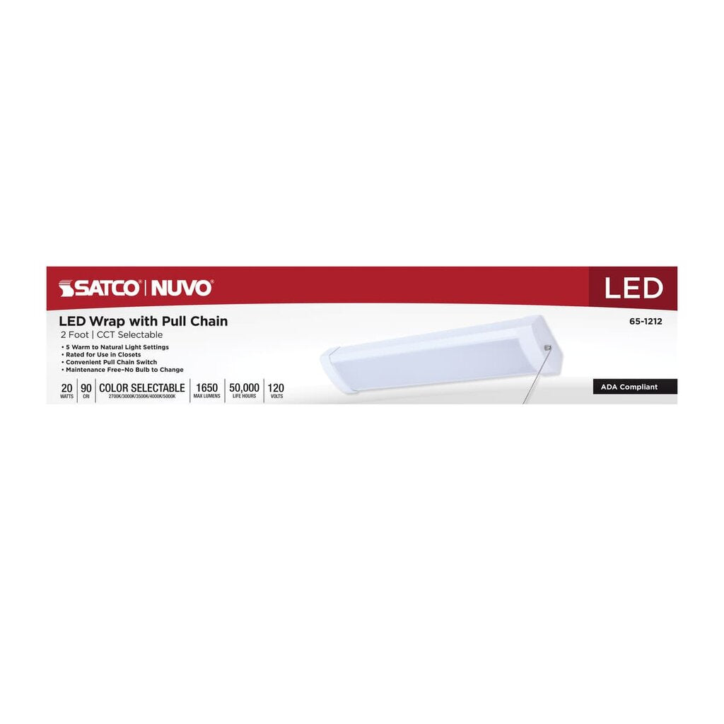 Satco 65-1212 20W LED Fixture 2 Foot Wrap with Pull Chain; 20 Watts;