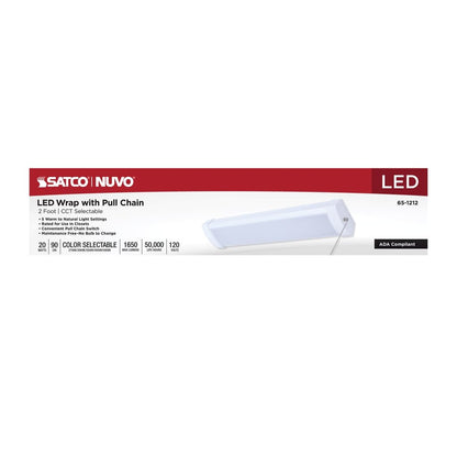 Satco 65-1212 20W LED Fixture 2 Foot Wrap with Pull Chain; 20 Watts;