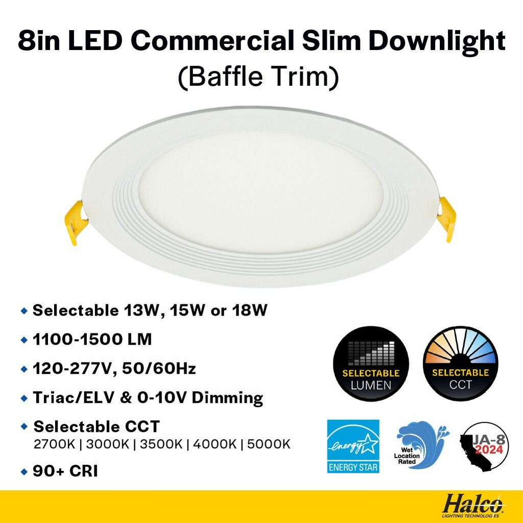 Halco 89173 13W/15W/18W LED Dimmable Fixture Commercial Slim Downlight