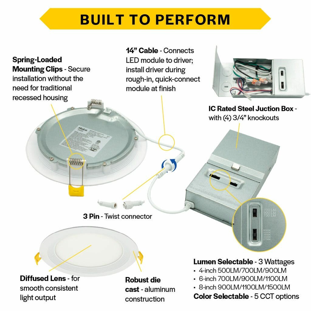 Halco 89173 13W/15W/18W LED Dimmable Fixture Commercial Slim Downlight