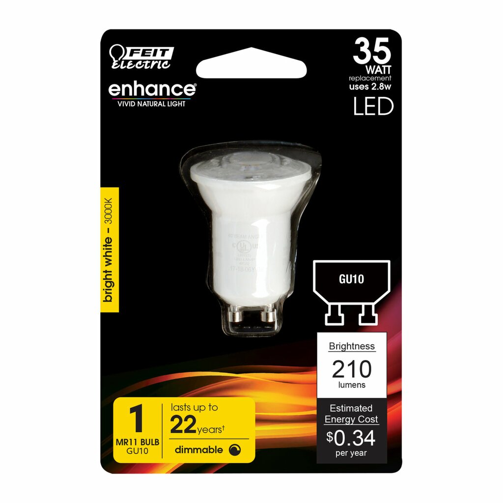 6 pack - Feit Electric BPMR11GU300930CAHDRP 2.8W MR11 LED Light Bulb