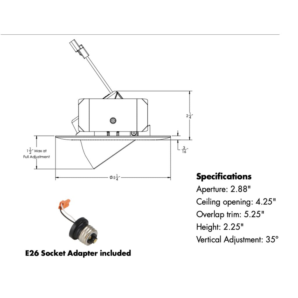Juno RB4A SWW5 SNP M6 8W LED Gimbal Fixture RetroBasics Adjustable 4"