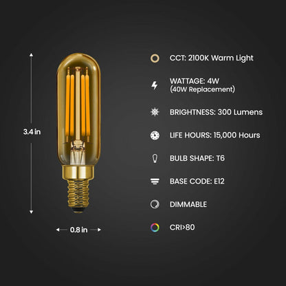 4 pack - Feit Electric T640VG/LED/HDRP/4/RP 4W T6 LED Light Bulb