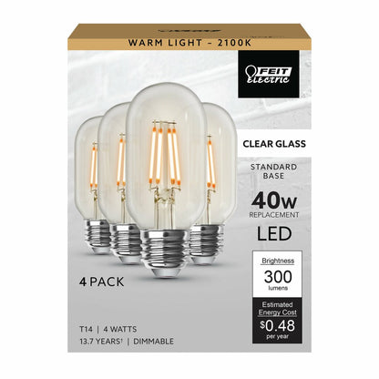 4 pack - Feit Electric T1440/CL/LED/HDRP/4 4W T14 LED Light Bulb