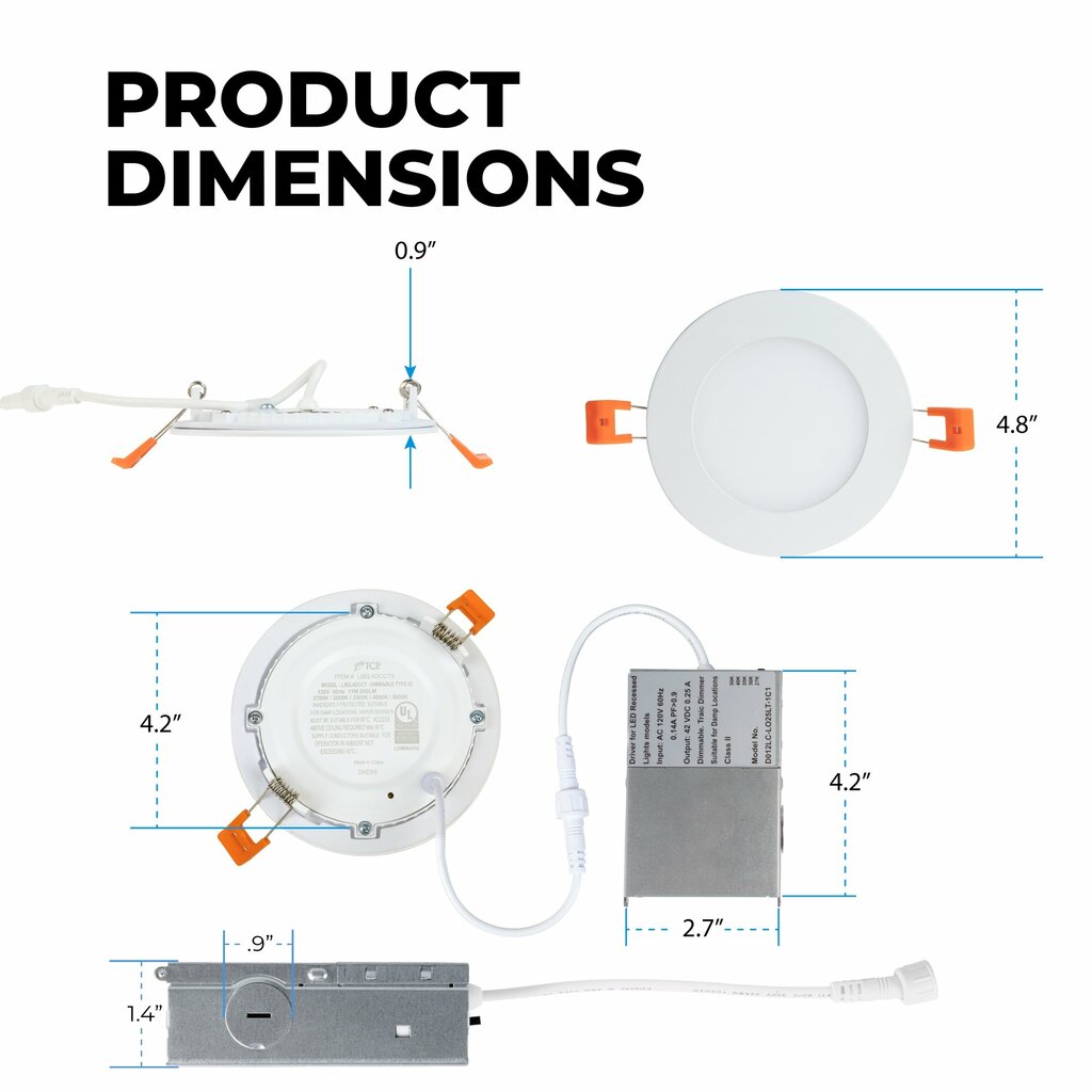 TCP L9EL4DCCT5 Edge Lit Fixture 4” EDGE-LIT SNAP-IN DOWNLIGHT 5