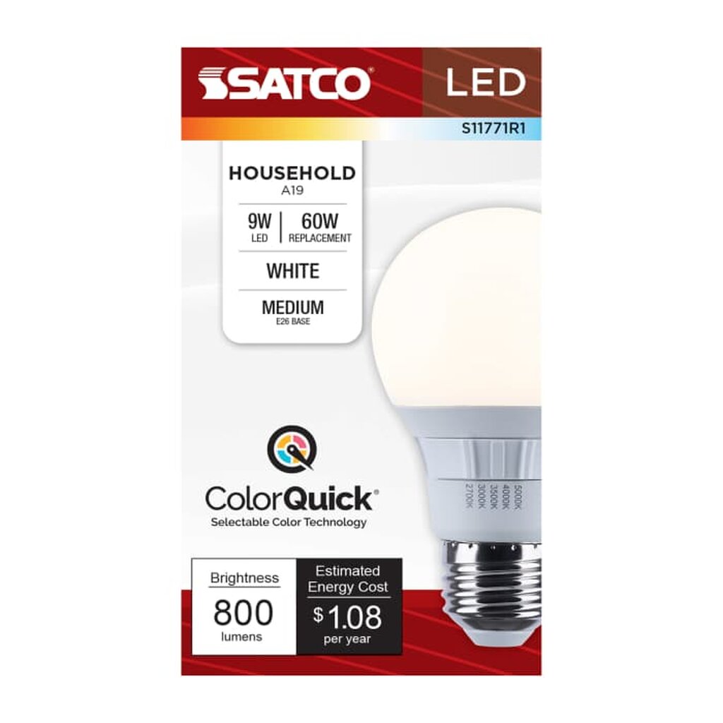 Satco S11771R1 9W A19 LED Light Bulb