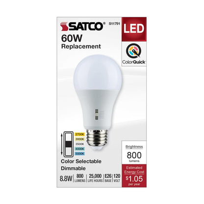 48 pack - Satco S11791 8.8W A19 LED Light Bulb