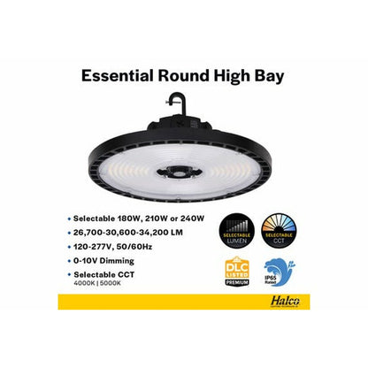 Halco 37313 180W/210W/240W LED Dimmable Fixture Essential Round
