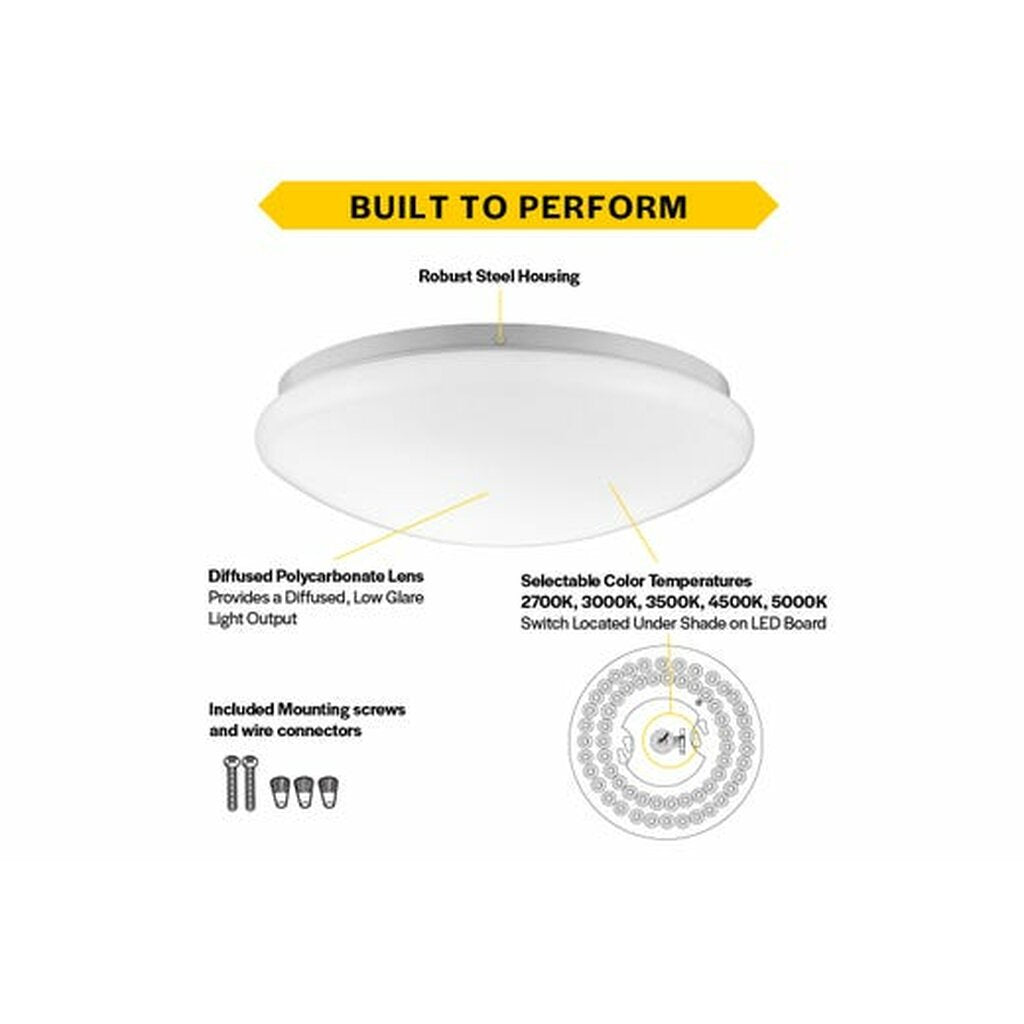 Halco 90274 21W LED Dimmable Fixture Flush Mount White Mushroom 13"
