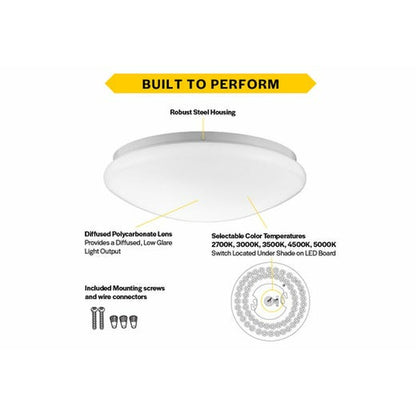 Halco 90274 21W LED Dimmable Fixture Flush Mount White Mushroom 13"
