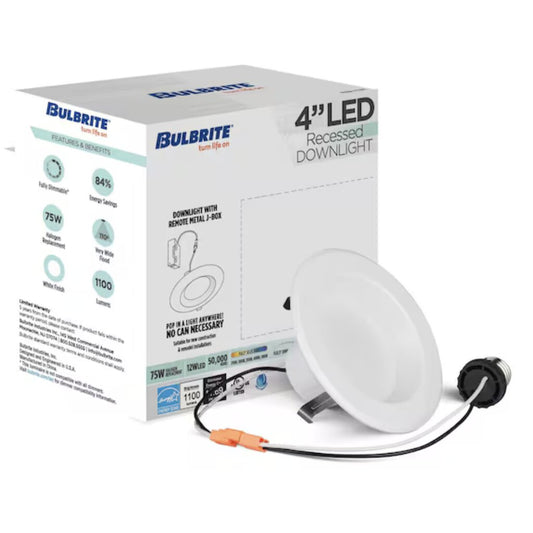 4 pack - Bulbrite 862650 (773190) 12W 4" Round LED Downlight Retrofit