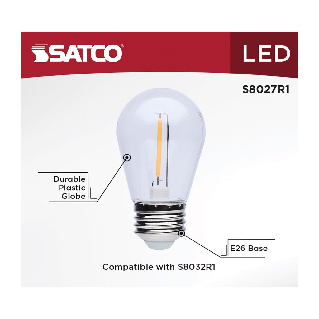 4 pack - Satco S8027R1 1W S14 LED Light Bulb