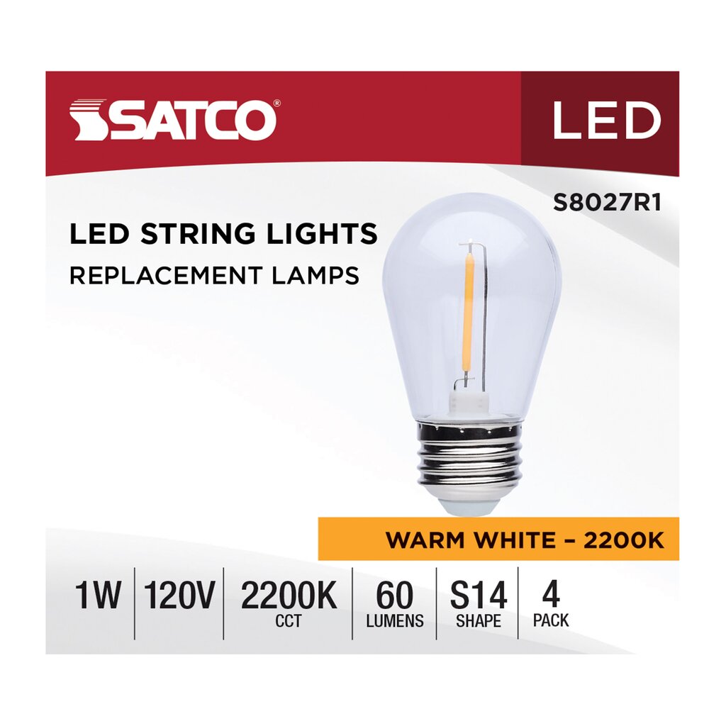 4 pack - Satco S8027R1 1W S14 LED Light Bulb