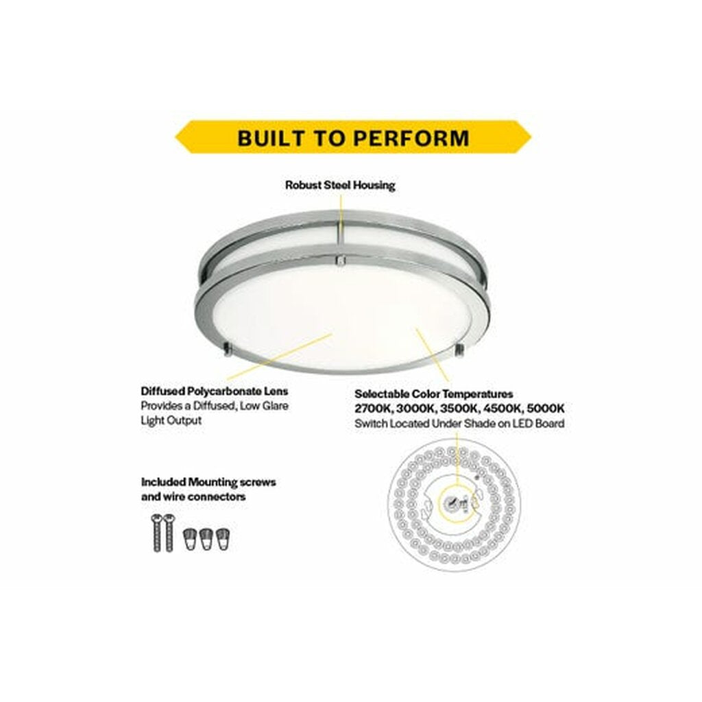 Halco 90271 21W LED Dimmable Fixture Flush Mount Brushed Nickel Double