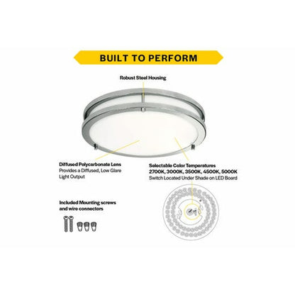 Halco 90271 21W LED Dimmable Fixture Flush Mount Brushed Nickel Double