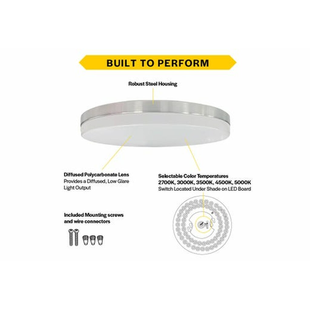 Halco 90327 25W LED Dimmable Fixture Flush Mount Brushed Nickel Trim
