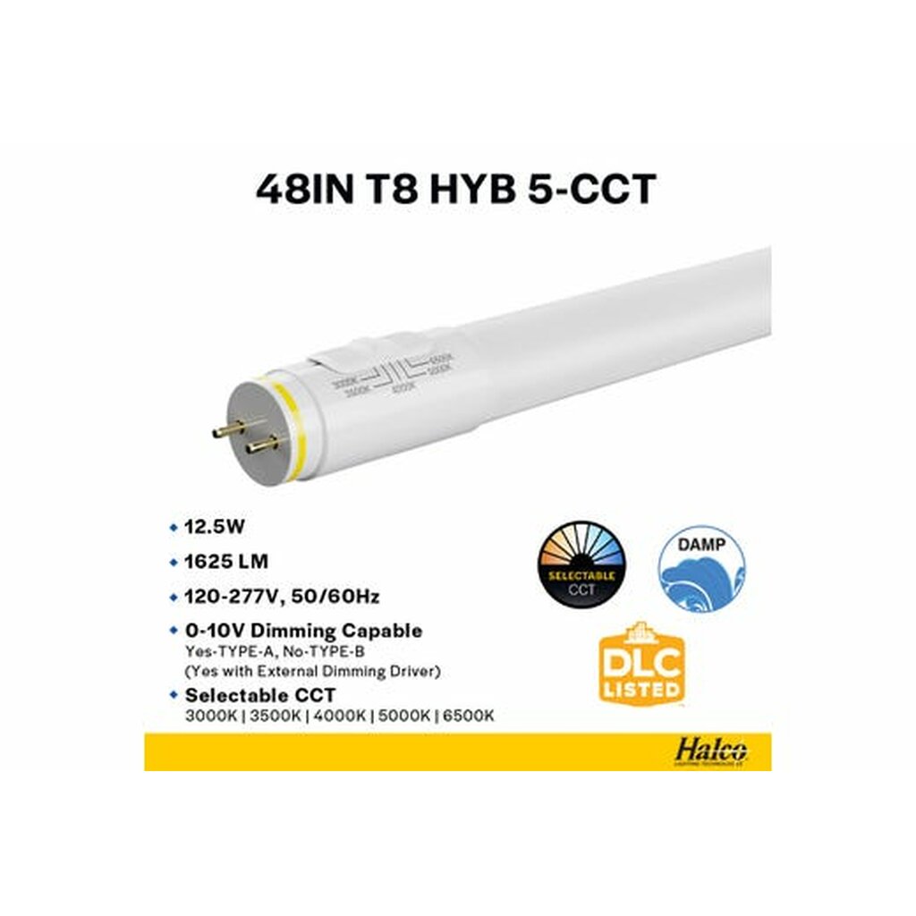 25 pack - Halco 87302 12.5W T8 CCT LED Light Bulb