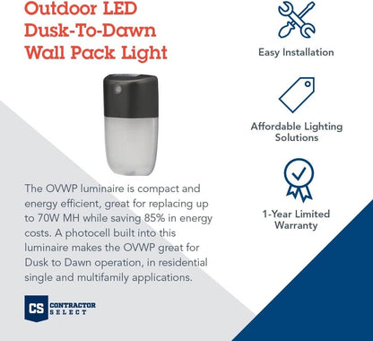 Lithonia OVWP LED 40K 120 PE DDB M4 14W LED Wall Sconce Fixture Dusk