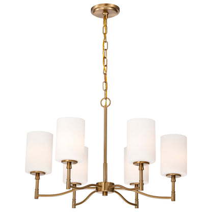 Nuvo 60-8206 Liam, 6 Light Chandelier, Burnished Brass