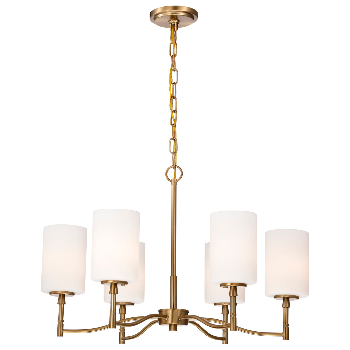 Nuvo 60-8206 Liam, 6 Light Chandelier, Burnished Brass