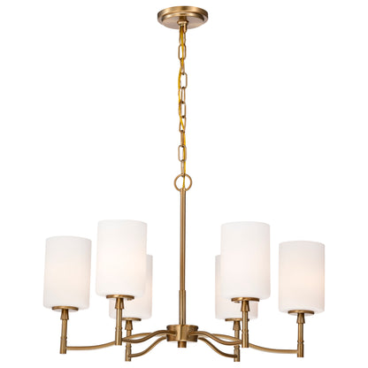 Nuvo 60-8206 Liam, 6 Light Chandelier, Burnished Brass