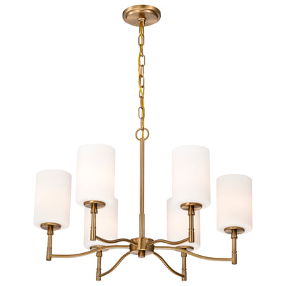 Nuvo 60-8206 Liam, 6 Light Chandelier, Burnished Brass