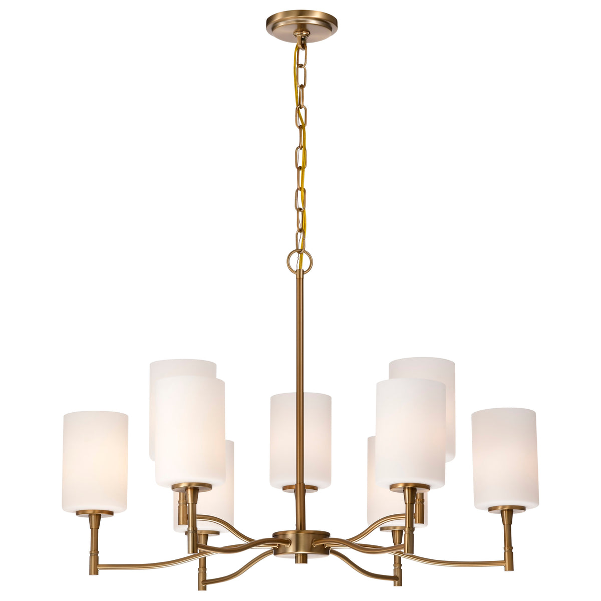Nuvo 60-8209 Liam, 9 Light Chandelier, Burnished Brass