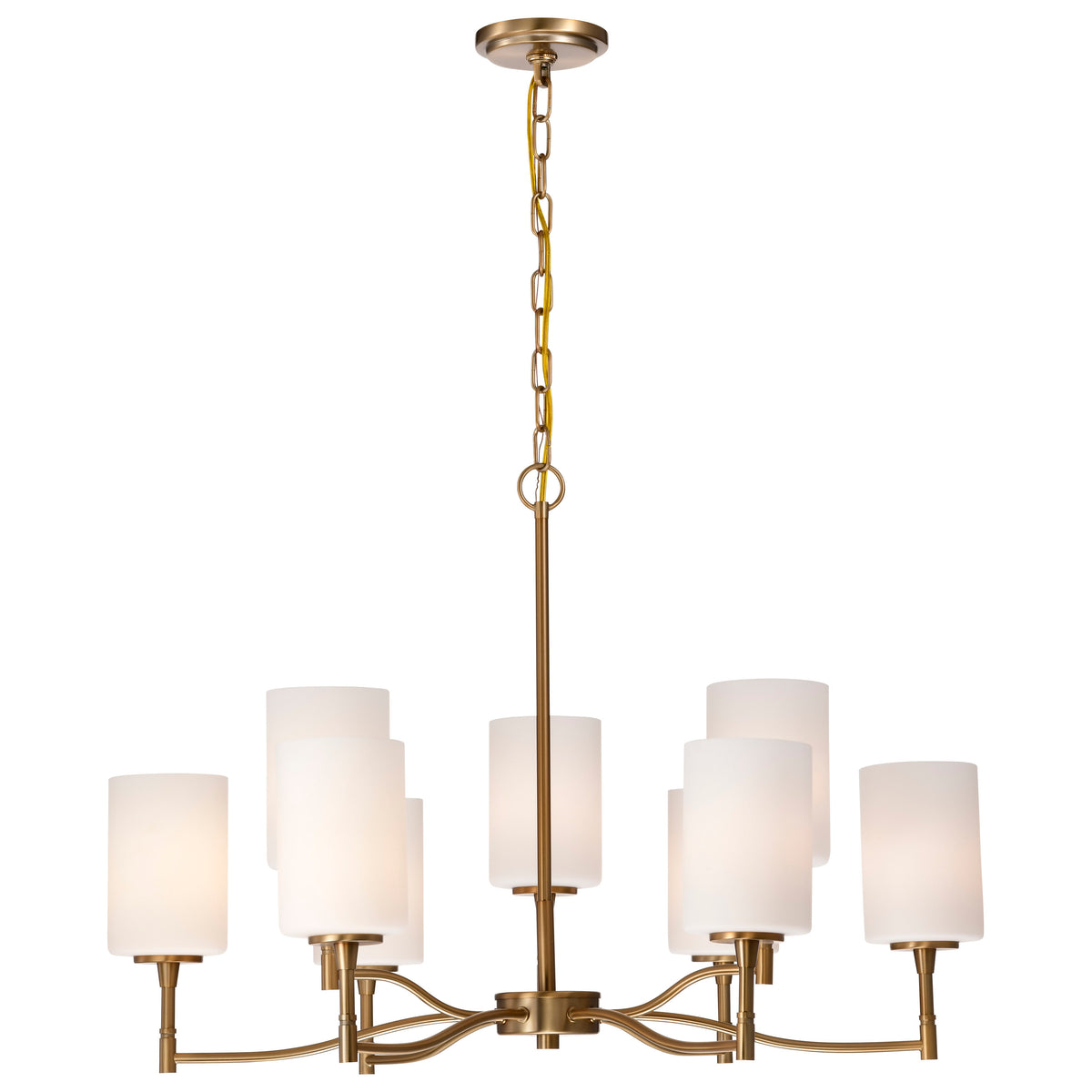 Nuvo 60-8209 Liam, 9 Light Chandelier, Burnished Brass