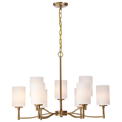 Nuvo 60-8209 Liam, 9 Light Chandelier, Burnished Brass
